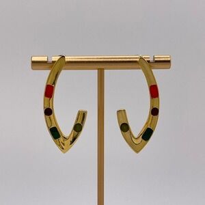 VTG 80s Eclectic Colorful Earrings Gold Tone Abstract Retro Maximalist Whimsy